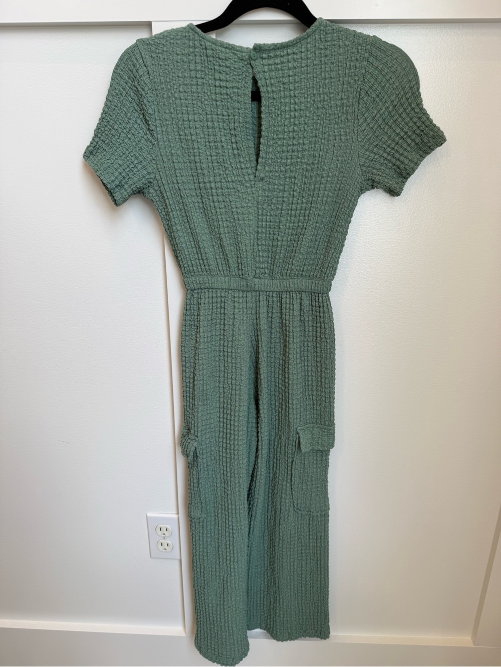 Zara Sage Green Textured Short-Sleeve Midi Romper Jumpsuit Girls 9-10 Gauze